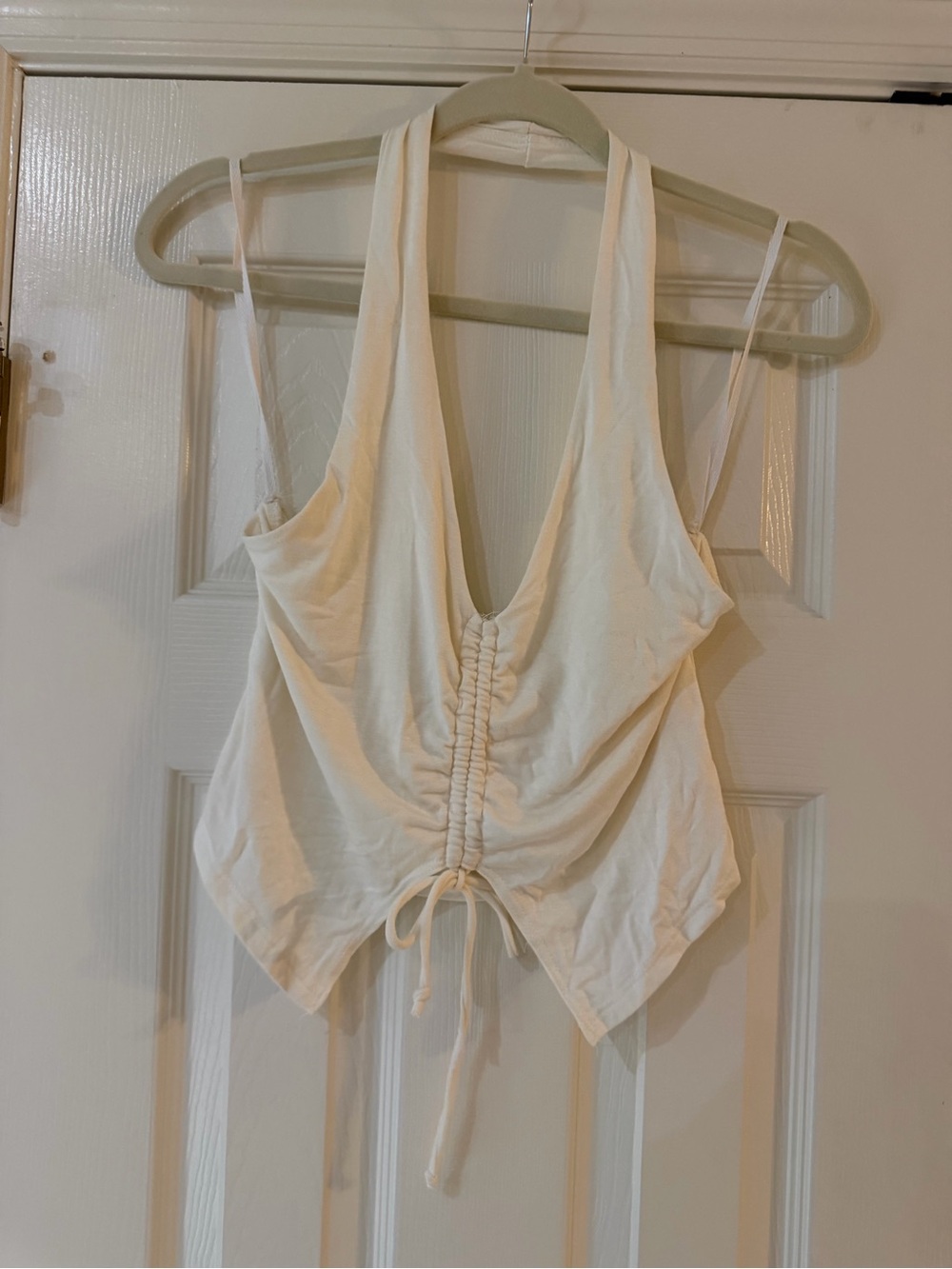 emory park Cream Ruched Drawstring V-Neck Cami